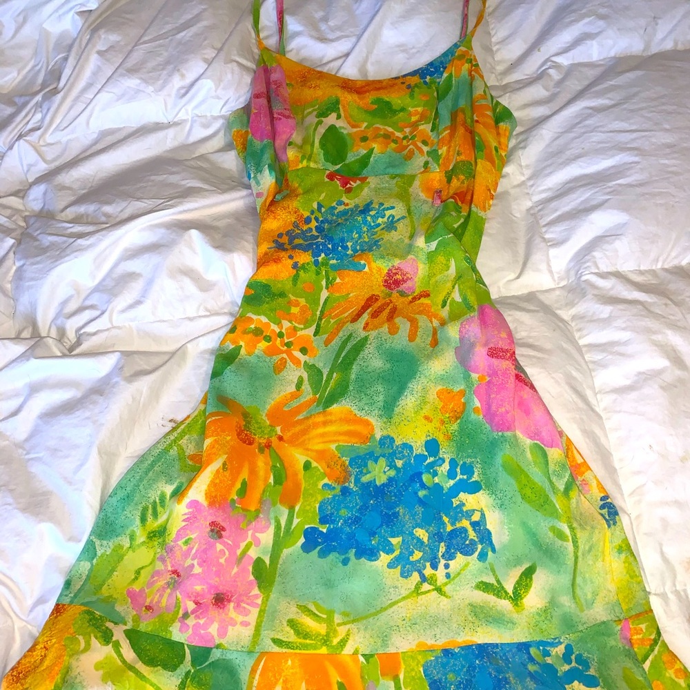 multicolored flowy tank top dress